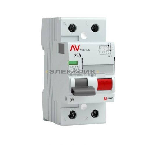 Выключатель дифференциального тока УЗО 2Р 25А 100мА тип AC DV AVERES EKF