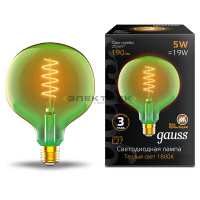 Лампа светодиодная G125-C 5Вт E27 1800К 190Лм 125х178мм Filament Flexible Green Gauss