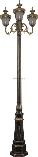 Светильник садово-парковый столб шестигранный черное золото "Флоренция" PL4049 3х60Вт Е27 570х2250мм