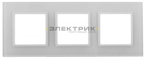 Рамка трехместная универсальная стеклянная белый/белый 14-5103-01 Elegance ЭРА