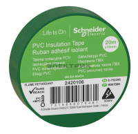 Изолента ПВХ 0,13х19мм 20м зеленая Schneider Electric