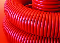 Труба гофрированная двустенная ПНД d63мм с протяжкой с муфтой SN13 250Н красная (уп.100м) DKC