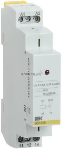 Реле промежуточное модульное OIR 1 контакт 16А 12В AC/DC на DIN-рейку IEK