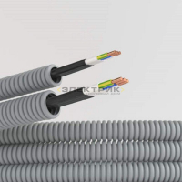 Электротруба ПВХ гибкая гофрированная d20мм серая с кабелем ВВГ-Пнг(А)-LS3х1.5кв.мм Конкорд 100м DKC
