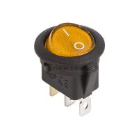 Выключатель клавишный круглый 12В 20А желтый с подсветкой REXANT