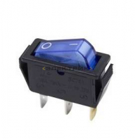 Выключатель клавишный 250В 15А (3с) синий с подсветкой REXANT