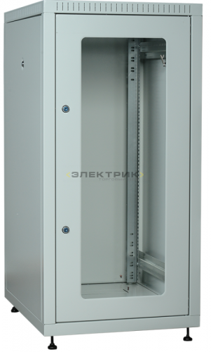 Шкаф сетевой LINEA E 18U 600х800мм стеклянная передняя дверь задняя металлическая серый ITK