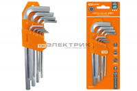 Набор ключей "HEX" 9шт 1,5-10мм длинные держатель в блистере CR-V сталь "Алмаз" TDM