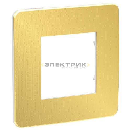 Рамка одноместная универсальная золото/белый UNICA STUDIO Schneider Electric