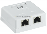 Розетка информационная RJ45 кат.5е FTP 2-порта настенная ITK