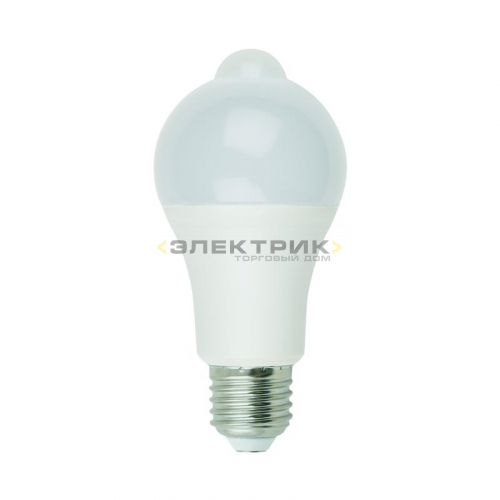 Лампа светодиодная с датчиком освещенности и датчиком движения LED-A60-12W/4000K/E27/PS+MS PLS10WH Ф