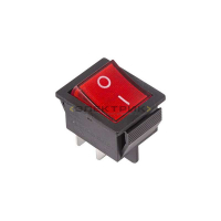 Выключатель клавишный 250В 16А (4с) красный с подсветкой REXANT