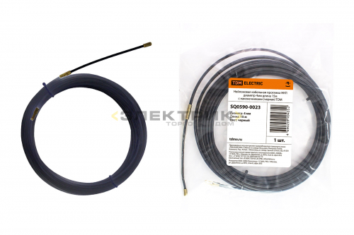 Нейлоновая кабельная протяжка НКП диаметр 4мм длина 15м с наконечниками черная (уп.10шт) TDM