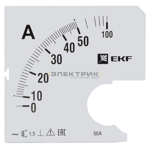 Шкала сменная для амперметра A961 50/5А-1.5 PROxima EKF