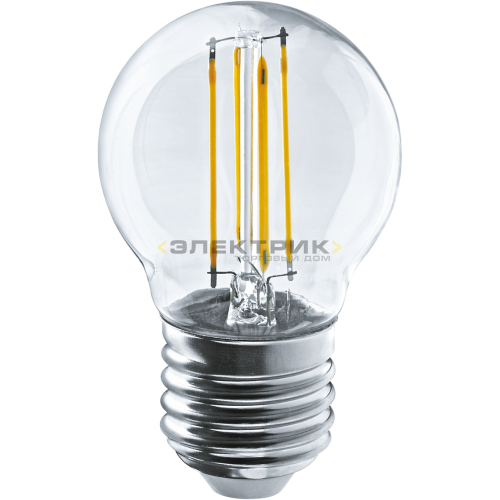 Лампа светодиодная филаментная FL CL G45 4Вт Е27 4000K 380Лм 45х78мм Navigator