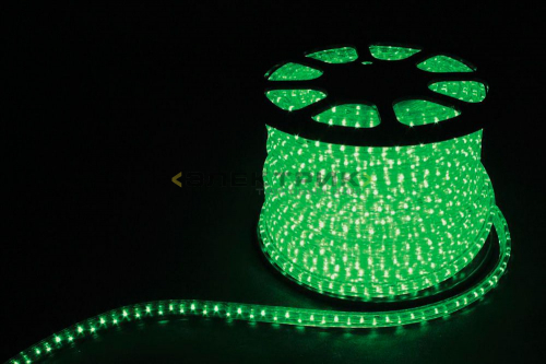 Дюралайт светодиодный двухжильный зеленый LED-R2W d13мм 36LED/м 1,44Вт/м 220В IP65 FERON