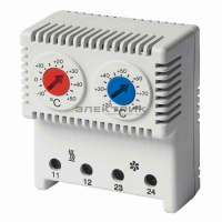 Термостат сдвоенный диапазон температура для NC контакта: 10-50 градусов С; для NO: 20-80 градусов 