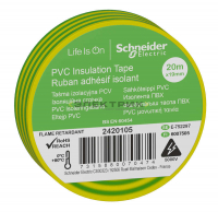 Изолента ПВХ 0,13х19мм 20м желто-зеленая Schneider Electric