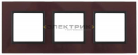 Рамка трехместная универсальная стеклянная бордо/антрацит 14-5103-25 Elegance ЭРА