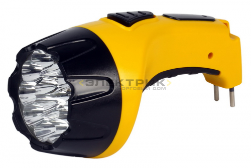 Аккумуляторный светодиодный фонарь желтый с прямой зарядкой 15LED 4В 0,8Ач Smartbuy