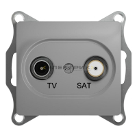 Механизм розетки двухместный оконечный TV-SAT 1дБ алюминий GLOSSA Systeme Electric