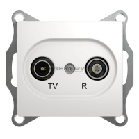 Механизм розетки двухместный оконечный TV-R 1дБ белый GLOSSA Systeme Electric