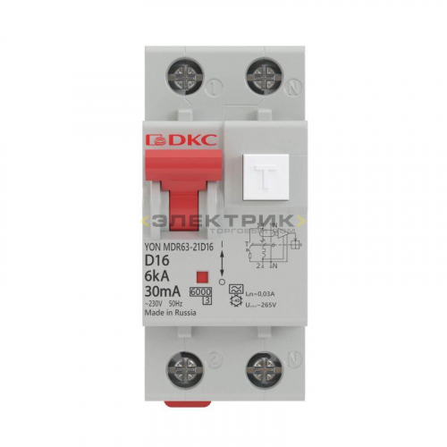 Автоматический выключатель дифференциального тока с защитой АВДТ 32 C16 30мА 6кА тип А DKC