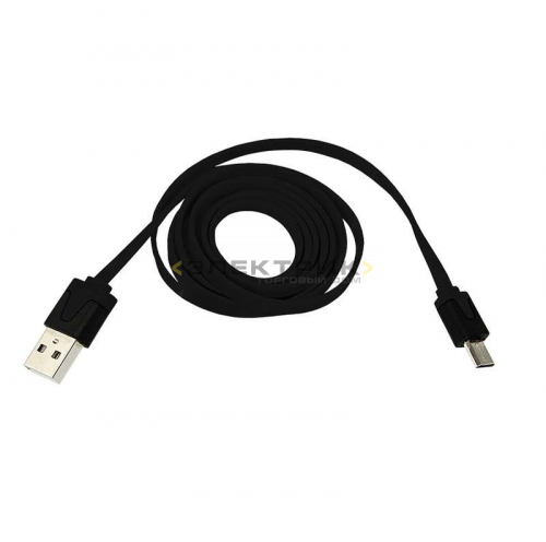 USB кабель универсальный microUSB шнур плоский 1м черный REXANT