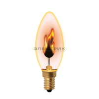 Лампа накаливания ЛОН с эффектом пламени CL C35 3Вт Е14 35х97мм Uniel