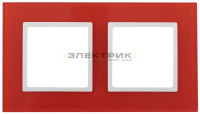 Рамка двухместная универсальная стеклянная красный/белый 14-5102-23 Elegance ЭРА