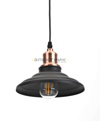 Светильник подвесной PL4 BK/RC 60Вт Е27 d203мм металл шагрень черный/медь IP20 ЭРА