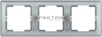 Рамка трехместная горизонтальная серебро РГ-3-БС BOLERO IEK