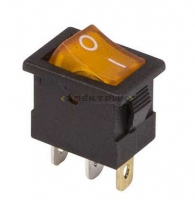 Выключатель клавишный 12В 15А желтый с подсветкой Mini REXANT