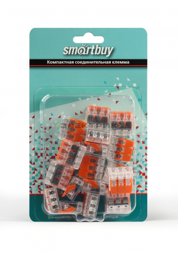Компактная соединительная клемма 3-х проводная с рычажками (уп.20шт) Smartbuy