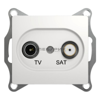 Механизм розетки двухместный проходной TV-SAT 4дБ белый GLOSSA Systeme Electric