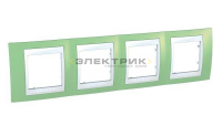 Рамка четырехместная горизонтальная зеленое яблоко/белый UNICA Хамелеон Schneider Electric
