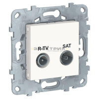 Механизм розетки двухместный проходной R-TV/SAT белый UNICA NEW Schneider Electric