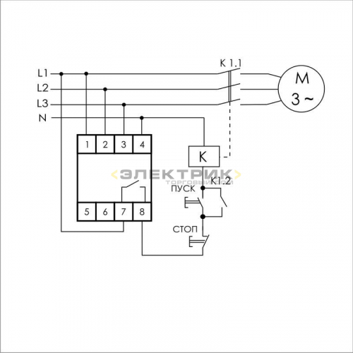 Реле контроля фаз CZF-B (3х400/230+N 8А 1перекл. IP20 монтаж на DIN-рейке) Евроавтоматика