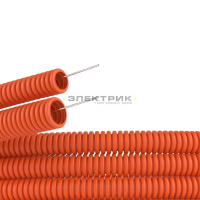 Труба ПНД гибкая гофрированная d20мм легкая с протяжкой оранжевая (уп.25м) DKC