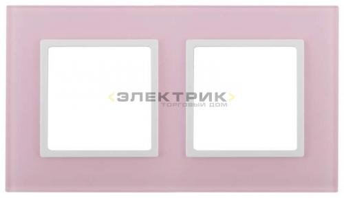 Рамка двухместная универсальная стеклянная розовый/белый 14-5102-30 Elegance ЭРА